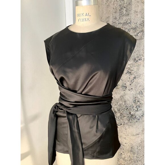 Plus-size Rare NARCISO RODRIGUEZ for ZARA, draped, tied asymmetric 3X, black - Picture 2 of 5